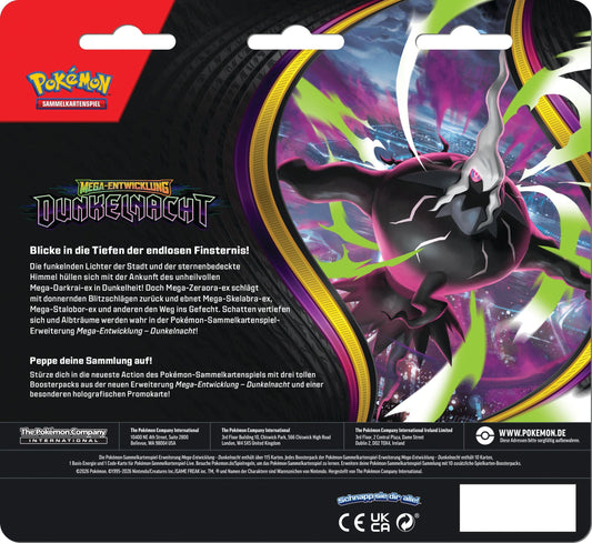 *PRE ORDER *Pokemon TCG: Mega-Entwicklung – Dunkelnacht 3er-Pack Blister
